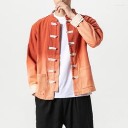 Herenjacks Chinese stijl Fashion Gradient Jacket Men Kledingschijf Buckle Tang Suit Autumn Loose Long Sleeve Plus Size Coat 5xl