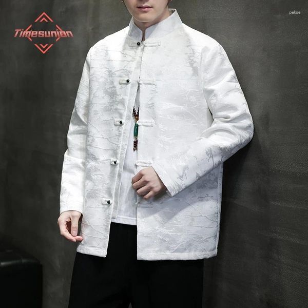 Vestes pour hommes Style chinois rétro glace soie Jacquard Tang costume Hanfu veste tendance disque boucle hauts