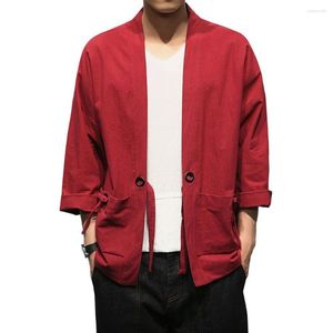 Chaquetas para hombres estilo chino primavera otoño hombres camisa estilo japonés Harajuku algodón casual streetwear camisa masculina