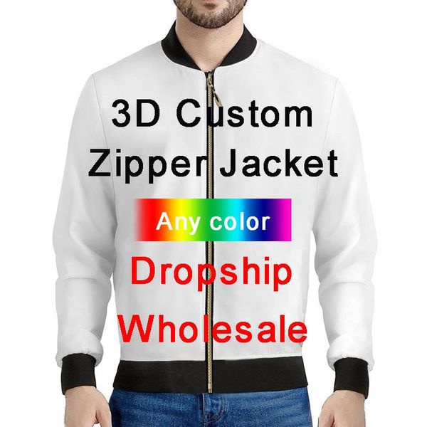Vestes pour hommes CJLM 3D Print Diy Conception personnalisée Veste Vêtements Hip Hop Streetwear Zip Sweat Grossistes Fournisseurs Drop Shipper
