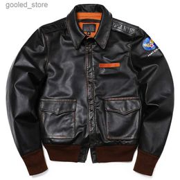 Vestes pour hommes Classique A-2 Type Horsehide Us Air Force Veste en cuir véritable Hommes Vintage Tissu Vol Rétro Moto Manteau A2 Style Q231109