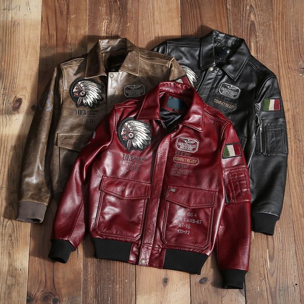 Chaquetas para hombres clásico bordado indio chaqueta cuero hombres