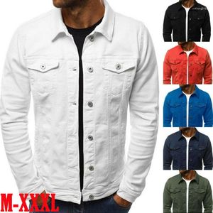 Men's Jackets Classic Slim Fit Men Jeans Fashion Casual denim jas streetwear draai kraag met één borsten zakken uit het oog