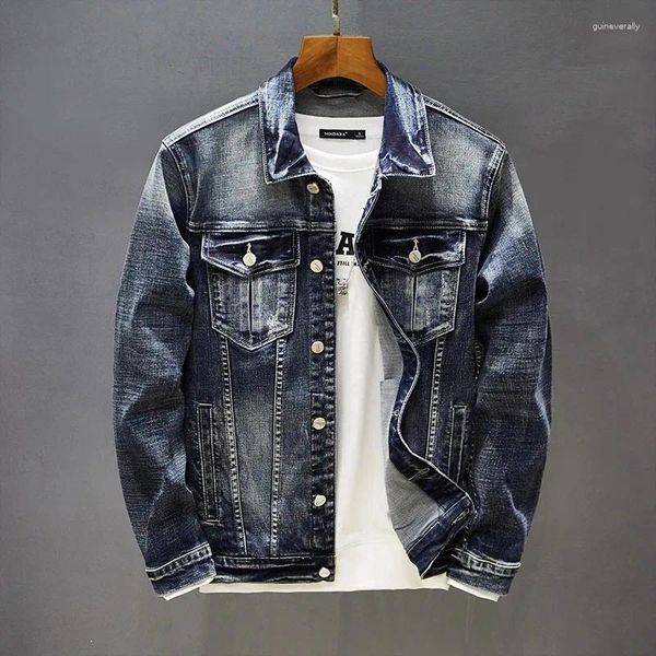 Vestes masculines Style classique Vintage Blue Denim Jacket Automn Stretch Slim Cotton Casual High Quality Meat Clothes Male Brand Vêtements