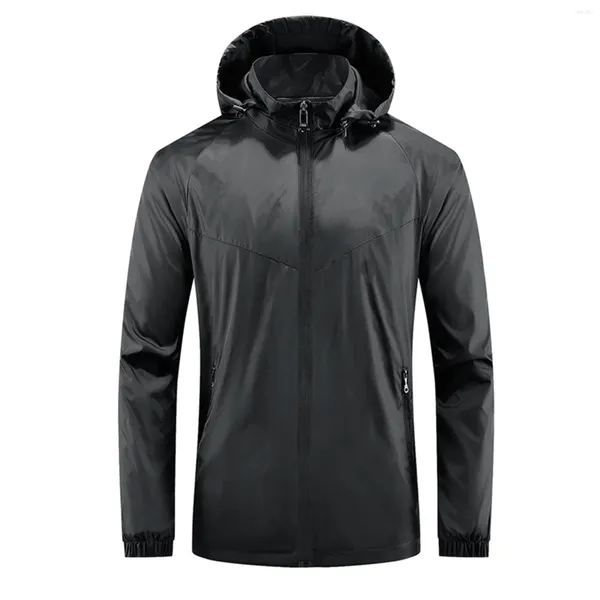 Chaquetas para hombres Ropa Abrigo corto al aire libre para manga de lana desmontable Hombres Hendidura con capucha Raglan Hood Cremallera Chaqueta Bolsillo