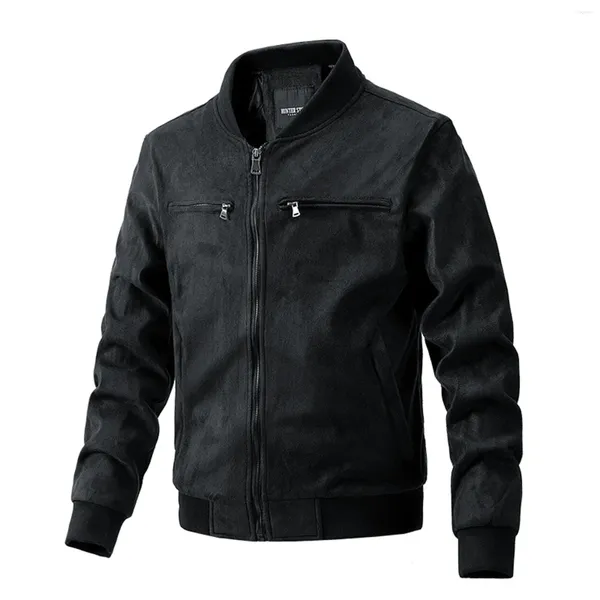 Chaquetas para hombres Ropa Abrigos ejecutivos Hombres para invierno H Espesar Chaqueta de solapa Cepillado Color de trabajo Sólido Suelto