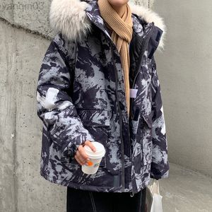 Men's Jackets kleding lange mouw parka met afneembare faux bont getrimde pet Koreaanse stretwear camoflague winterjas s-xxl l220830