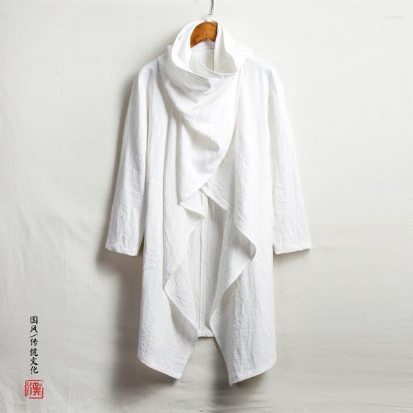 Chaquetas para hombre, abrigo de lino budista, chaqueta cortavientos Irregular chino para hombre, abrigo de meditación de Tai Chi, ropa de sacerdote