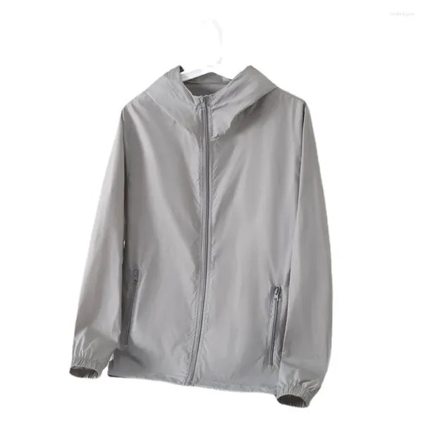 Chaquetas De Hombre Abrigo Chaqueta Top Casual Diario Vacaciones Seda De Hielo Manga Larga Secado Rápido Color Sólido Ropa De Protección Solar Moda