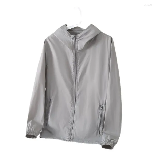 Chaquetas De Hombre Abrigo Chaqueta Top Casual Diario Mujer/Masculino Vacaciones Con Capucha Seda De Hielo Manga Larga Color Sólido Ropa De Protección Solar