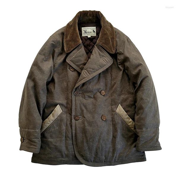 Chaquetas para hombres Aceite de aceite Cera doble espesor grueso tibia impermeable otoño invierno Invierno Motocicleta Jacket Vintage ropa vintage