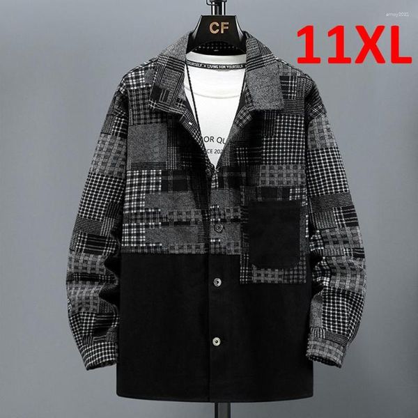 Chaquetas para hombres Bloque de color Patchwork Chaqueta de mezclilla Hombres 11XL 10XL Tallas grandes Jean Vintage Coat Male Big Outerwear