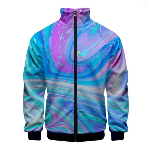 Chaquetas de hombre coloridas chaqueta de béisbol 3D hombres Bomber Harajuku Hip Hop Hoodie Casual Stand Collar cremallera sudadera ropa deportiva