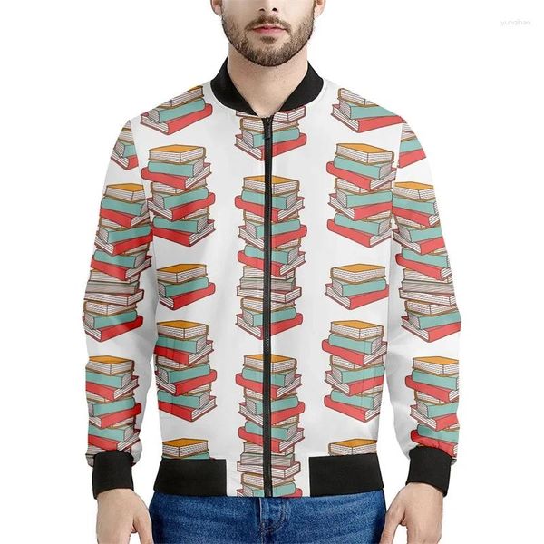 Vestes masculines Livres colorés à glissière graphique hommes enfants d sweat-shirt imprimé tops cool rue décontractée