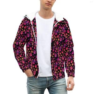 Chaquetas para hombre, abrigos de invierno con capucha de animales bonitos y gruesos con patas de perro coloridas, chaqueta informal de estética para hombre, regalo cortavientos holgado personalizado de gran tamaño