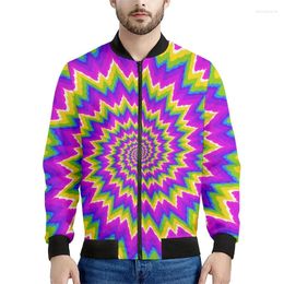Chaquetas para hombres colorido universo chaqueta gráfica hombres 3d impresión óptica ilusión cremallera abrigo suelto de mazor