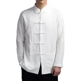 Herenjacks Comfy Fashion Mens Tops Jacket Blouse Traditional Button Up Uniform Chinese Kleding katoenpolyester