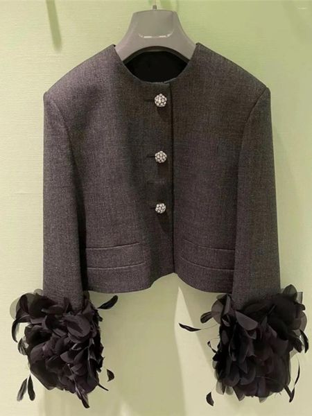 Chaquetas para hombres que viajan estilo gris flores grises blazer botones de diamantes de diamantes de diamante