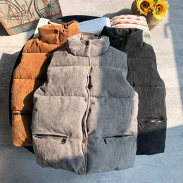 Herenjacks corduroy vest man herfst en winter verdikt warme vrije tijd langs katoenspadded jas 230130