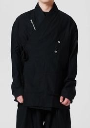 Vestes pour hommes Équipement de corrosion 22ss Kimono en coton noir 2 côtés portant plusieurs poches Manches ajustées Techwear Dystopian