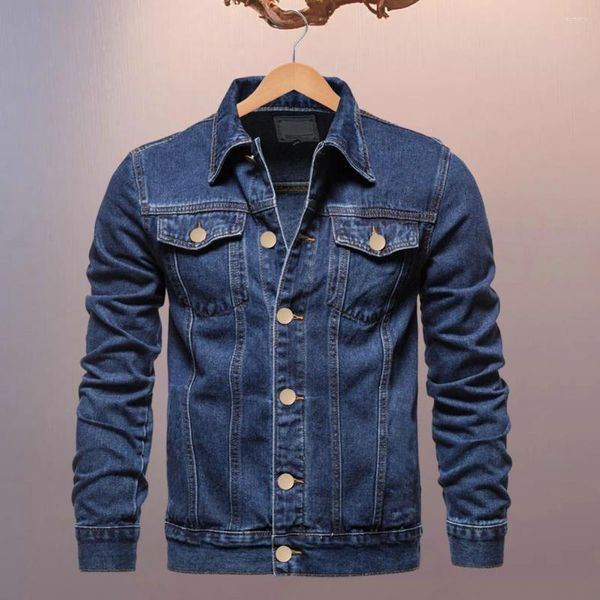 Vestes pour hommes Coton Mélange Tissu Hommes Veste Tendance Denim À La Mode Slim Fit Style De Revers Pour Moto