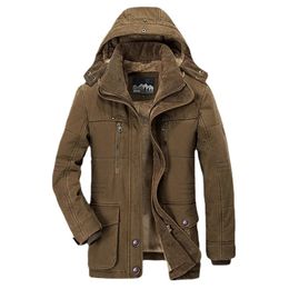 Herenjassen katoenen jas winter middellange pluche en dik casual warm voor jongeren van middelbare leeftijd 231016