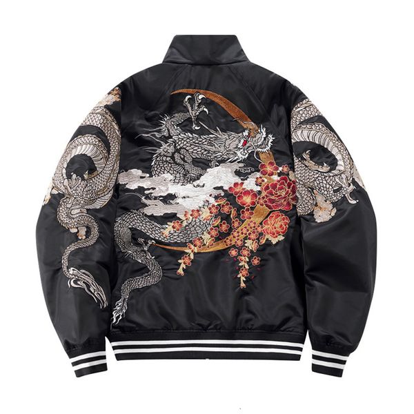 Vestes pour hommes Coton Rembourré Sukajan Dragon Phoenix Broderie Bomber Veste Hommes Femmes Oversize Zipper Baseball Manteau Col Cardigan 2023 230919