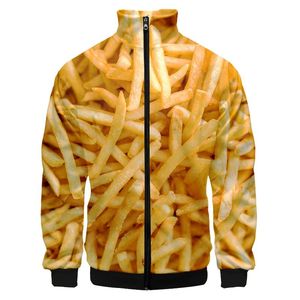 Heren Jackets Creative Food Fries 3D Gedrukte Hooded Unisex Sportswear Sweatshirt Streetwear Zipper pullover Casual Jacket Custom