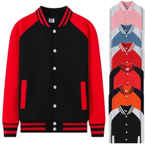 Vestes pour hommes Custom Fashion Fleece Doublé Raglan Sleeve College Team Uniforme Femmes Veste de baseball pour hommes Noir Rose Rouge Bleu Orange 231101