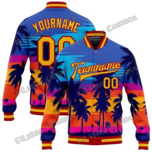 Men S Jackets Custom Gold Red Hawaii Palm Trees 3D Gedrukte Bomber Full Snap Varsity Jacket Winter Unisex Casual Baseball AK08 230822