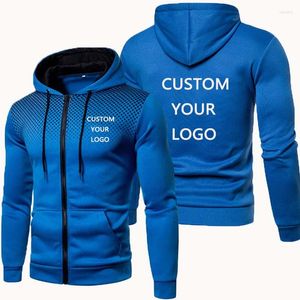 Vestes pour hommes Logo personnalisé Hommes Hoodies Veste Printemps Automne À Manches Longues Slim Fit Casual Sport Zipper Extérieur Sweat À Capuche Manteau