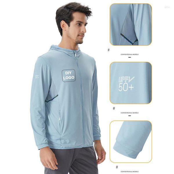 Vestes pour hommes Logo personnalisé Chemise de tennis d'été Randonnée Runing Masque à capuche Séchage rapide Respirant Bord détachable Protection solaire Cyclisme