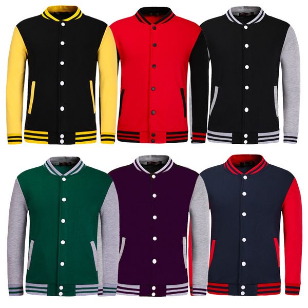 Chaquetas para hombres Uniforme escolar personalizado Equipo Traje de chándal Universidad Varsity Coat Chaqueta de béisbol para hombres Tamaño grande 4XL Púrpura Amarillo Verde Negro 230911