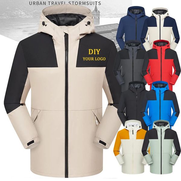 Vestes pour hommes personnalisées printemps et automne Camping en plein air veste à capuche avec fermeture éclair coupe-vent veste de sport travail Jack 231113