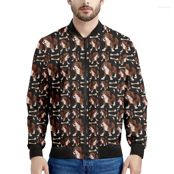 Chaquetas para hombres lindo animal cachorro 3d estampado chaqueta cremallera hombres mascotas patrón de perro sudadera primavera otoño fresco de gran tamaño capas de manga larga