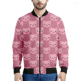 Vestes pour hommes mignon veste graphique de cochon de dessin animé pour hommes 3d animal imprimé zipper mouchoir de printemps d'automne zip up up bomber sweat