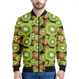 Vestes pour hommes mignons kiwi motif masculin 3d fruits imprimés sweat-shirt kids tops cool street bomber décontracté veste à manches longues