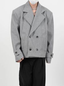 Herenjacks Donkere avant-garde stijl kleding gedeconstrueerd silhouet korte wollen pak jas eenvoudige textuur los