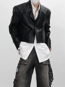 Herenjassen Donkere kleding in avant-gardestijl Gedeconstrueerd Kort schouderstuk Leren revers Motor