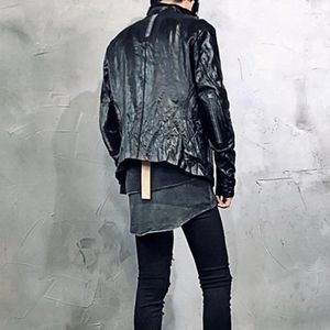 Herenjassen Donkere Avant-Garde Stijl Kleding Wasteland Punk Goth Handgemaakte Geplooide Leren Koeienhuid Jas Voor Mannen En Vrouwen Jas