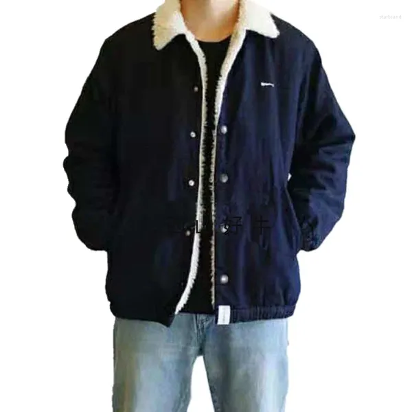 Chaquetas para hombres DCDT Chaqueta de mezclilla de lana de cordero para casual japonés vintage abrigo de peluche suelto otoño e invierno marca de moda