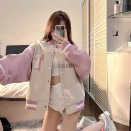 Vestes pour hommes Veste de baseball Deeptown pour femmes Y2k Streetwear Mode coréenne Surdimensionné College Pink Bomber Varsity Vestes Automne Loose CoatL231006