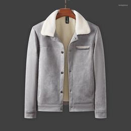 Vestes pour hommes Deerskin Velvet Leather Jacket Nice Automne Hiver Coréen Plus Épais Casual Moto Vêtements