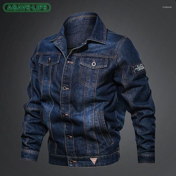 Chaquetas de hombre Abrigo de mezclilla Primavera Otoño Suelto Casual Jean Jóvenes Hombres Chaqueta de solapa con múltiples bolsillos Al aire libre Vintage Militar Tops