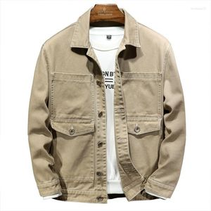 Chaquetas para hombres Chaqueta de mezclilla Algodón Moda Slim Pure Khaki para hombres Tamaño grande 6XL 7XL