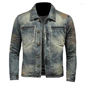 Vestes pour hommes Veste en jean Style européen Personnalité décontractée Brodée Vintage à faire vieux jaune quatre saisons