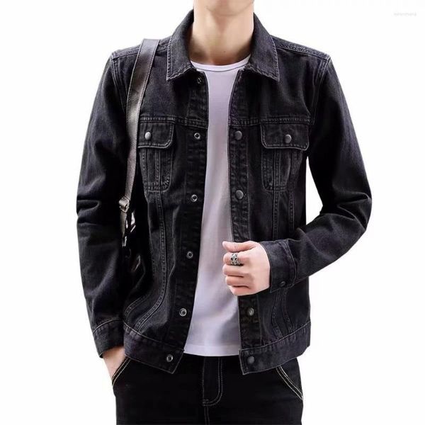 Vestes pour hommes Veste en jean coréenne Slim Fashion Black Beau manteau de travail pour jeunes