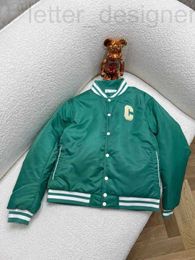 Chaquetas para hombres Diseñador 2022 Vingtage Casual Chaqueta de béisbol Hombres y mujeres Europa Estilo Partido Color Lujo Diseñador Ropa Outwear Seda Satén Tela Verde