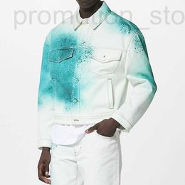 Heren Jackets Designer 23SS Ink Smudge Denim Jacket Man Women Fashion White Coat Tie-Dye Hip Hop Retro Casual Fzjk0517 3owa