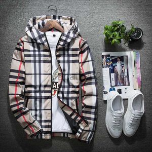 chaquetas para hombres capas de diseñador chaqueta primavera y otoño nueva versión tendencia ajustada de capucha delgada versátil chaqueta a cuadros para hombres ropa exterior para hombres